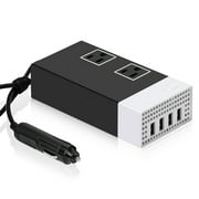 TATALIKEN 200W Car Power Inverter DC 12V to AC 110V/120V with Car Cigarette Lighter Adapter 2 AC Outlets 4 USB For Laptop Charger